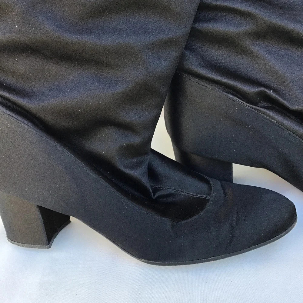 Halston Women’s Black Knee High Chunky Heel Boots Size 9M - Picture 3 of 14